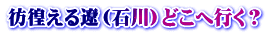 彷徨える遼（石川）どこへ行く？